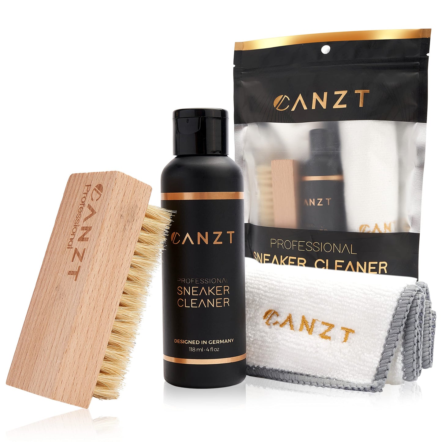 Canzt Sneaker Cleaning Kit – Ideal for Suede, Nubuck, Leather & Canvas Shoes – Trainer Cleaner Set with Shoe Cleaner, Brush & Microfibre Cloth