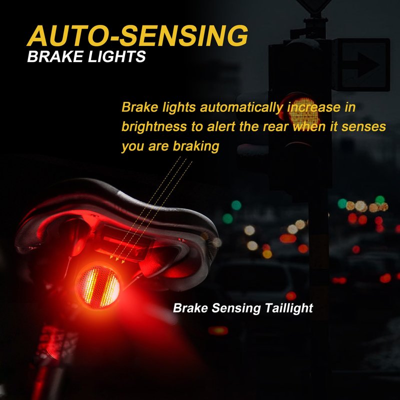 G2FS LITH Brake Sensing Bike Tail Light, Ultra Bright IPX6 Waterproof Bicycle Rear Cycling Safety Flashlight Type C USB Rechargeable, 5 Light Modes Night Ride Hiking, Cycling, Camping