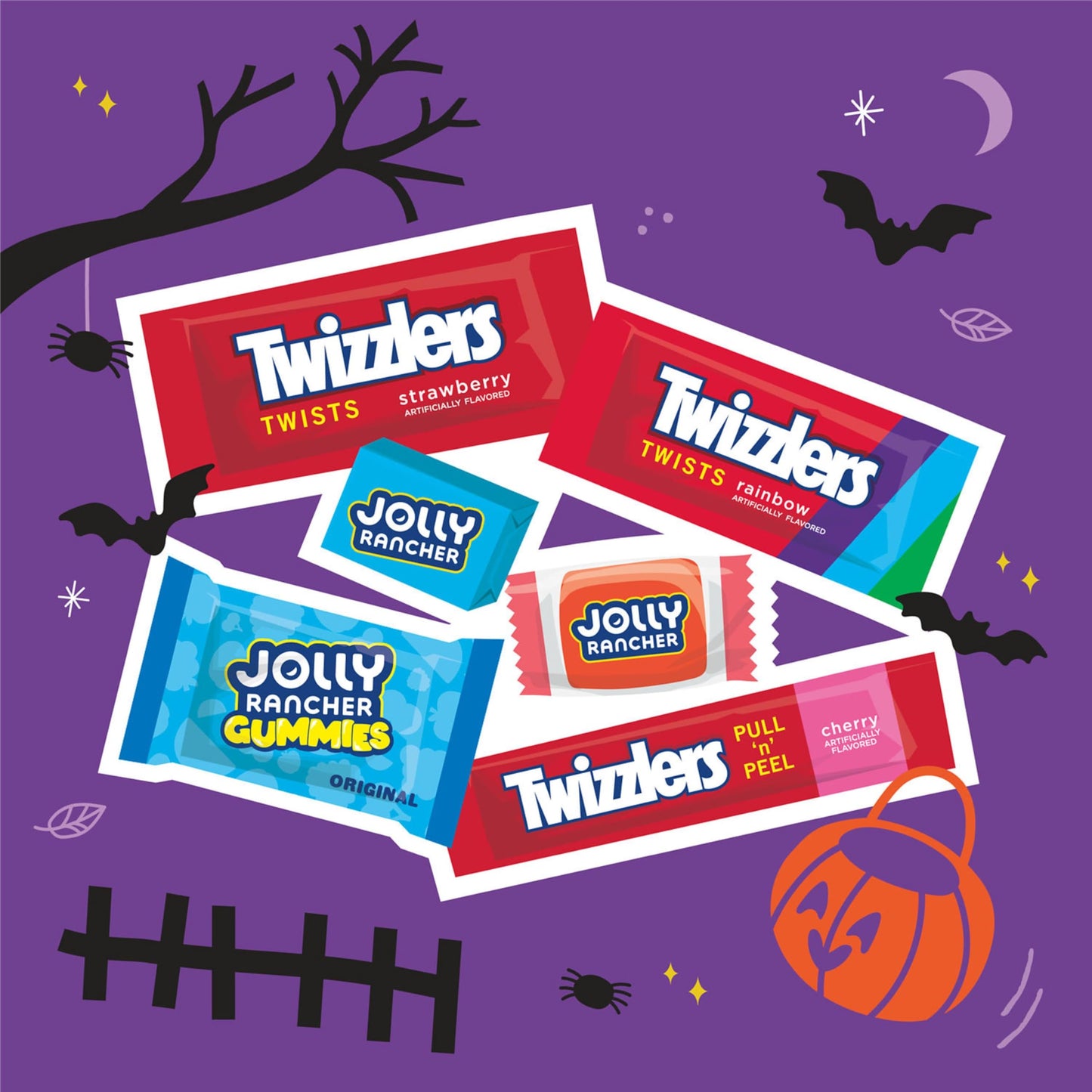 JOLLY RANCHER and TWIZZLERS Assorted Fruit Flavored, Halloween Candy Bulk Bag, 100.46 oz (365 Pieces)