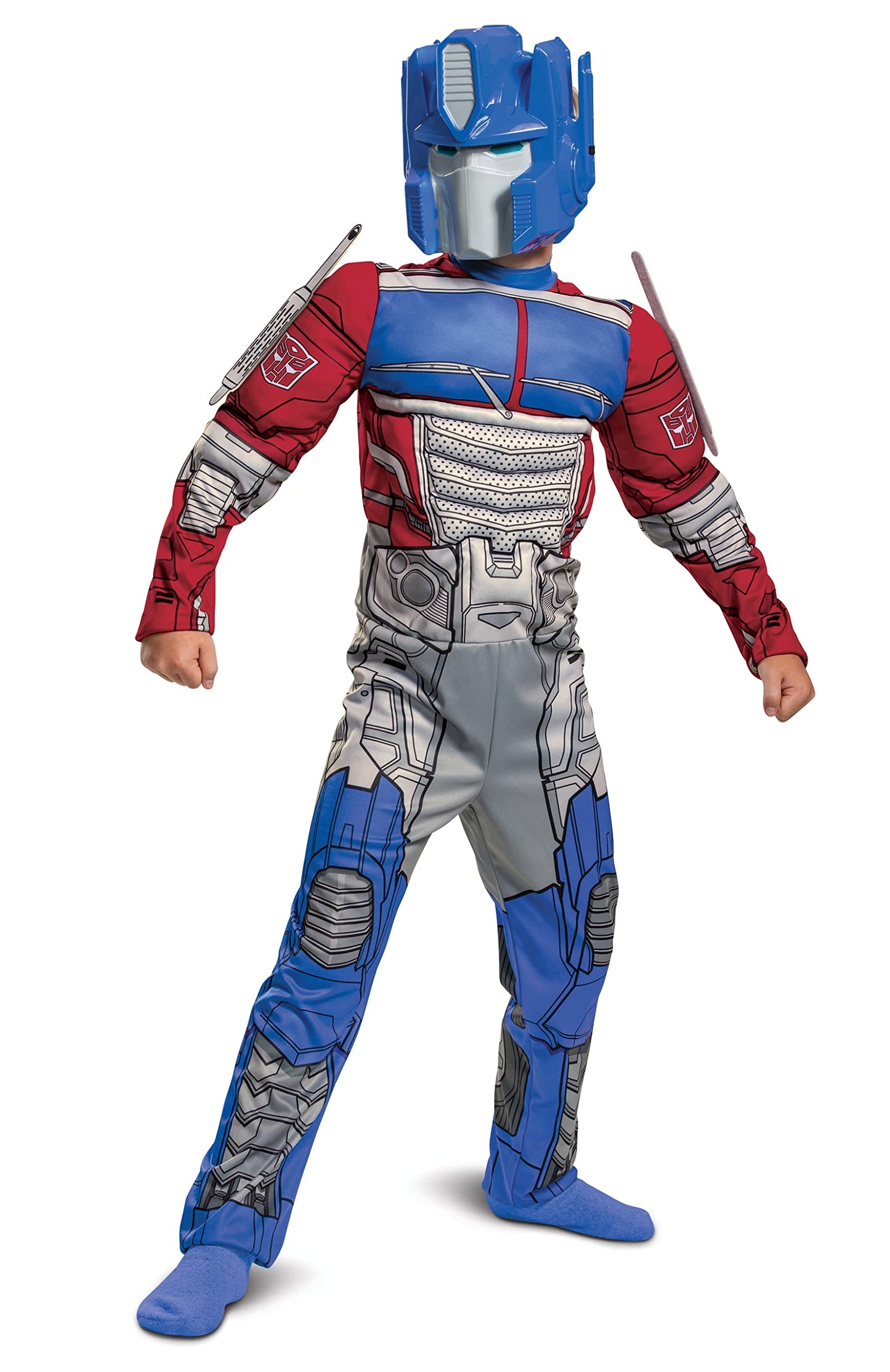 Optimus Prime Costume, Muscle Transformer Costumes for Boys, Padded Character Jumpsuit, Kids Size Medium (7-8)