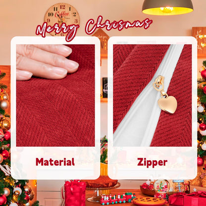 ZWJD Christmas Pillow Covers 18x18 Set of 2 Chenille Throw Red Cushion Covers with Elegant Design Soft and Luxurious Decorative Pillows for Couch, Bed, and Christmas Decor