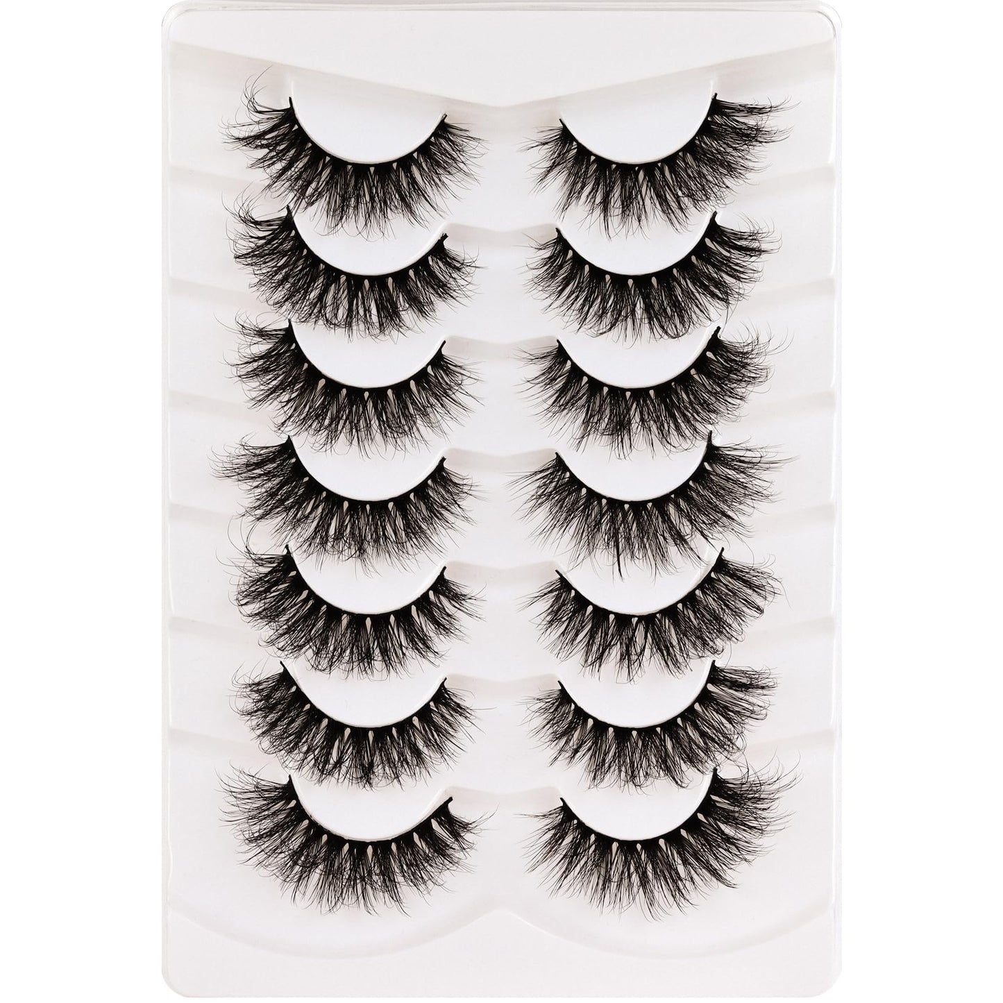 Veleasha False Eyelashes Wispy Faux Mink Lashes Fluffy Handmade Fake Eyelashes Natural Look 7 Pairs Pack Luxury Cat Eye Lashes (804)