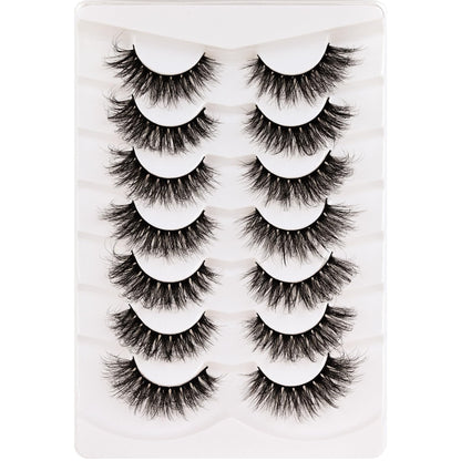 Veleasha False Eyelashes Wispy Faux Mink Lashes Fluffy Handmade Fake Eyelashes Natural Look 7 Pairs Pack Luxury Cat Eye Lashes (804)