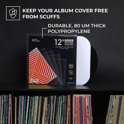 Big Fudge Vinyl Record Sleeves 100 x 12 LP - Durable & Wrinkle-Free Vinyl Outer Sleeves - Crystal Clear High-Density Polypropylene - 3 mil Thick, 12.75” x 12.75” - Fits Most Gatefolds Double LPs