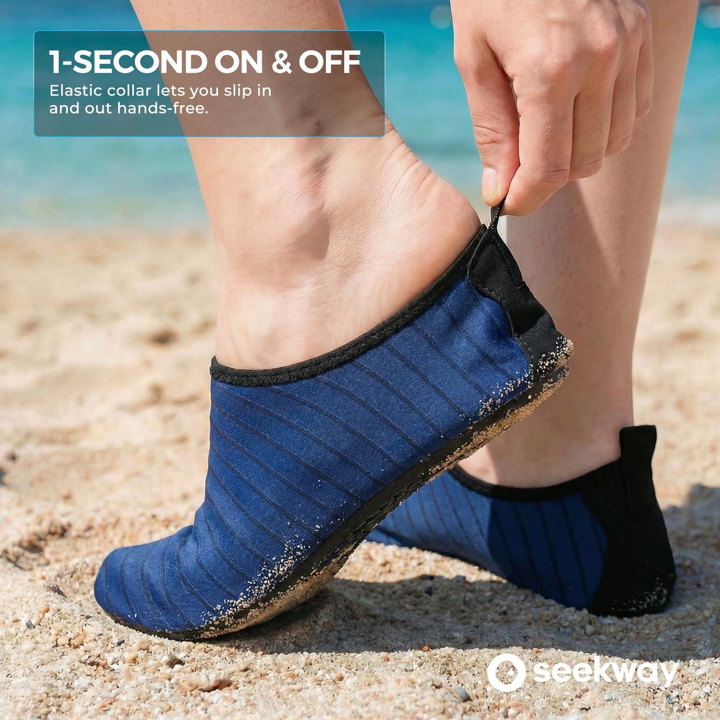 SEEKWAY Water Shoes Quick-Dry Aqua Socks Barefoot Non Slip for Beach Swim Yoga Pool Lake Surf Women Men Blue SK002(U)
