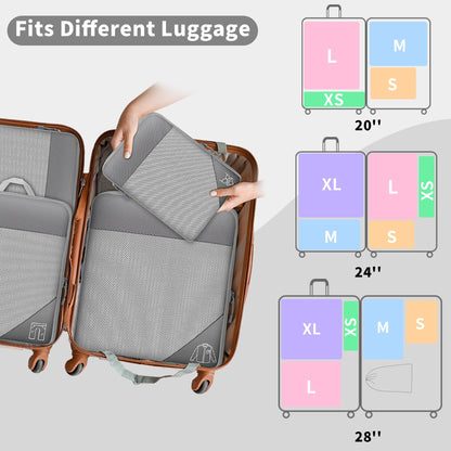 6 Set compression packing cubes travel accessories,Expandable Packing Organizers for Travel,Essentials Luggage Travel Bags,Packing Cubes for Suitcases, Cube Accessories for Women/Men