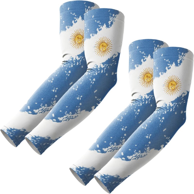 ROXUN 2 Pairs Flag Arm Sleeves Cooling UV Protection for Men Women Soccer Football Sports Argentina Flag