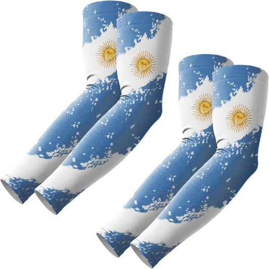 ROXUN 2 Pairs Flag Arm Sleeves Cooling UV Protection for Men Women Soccer Football Sports Argentina Flag