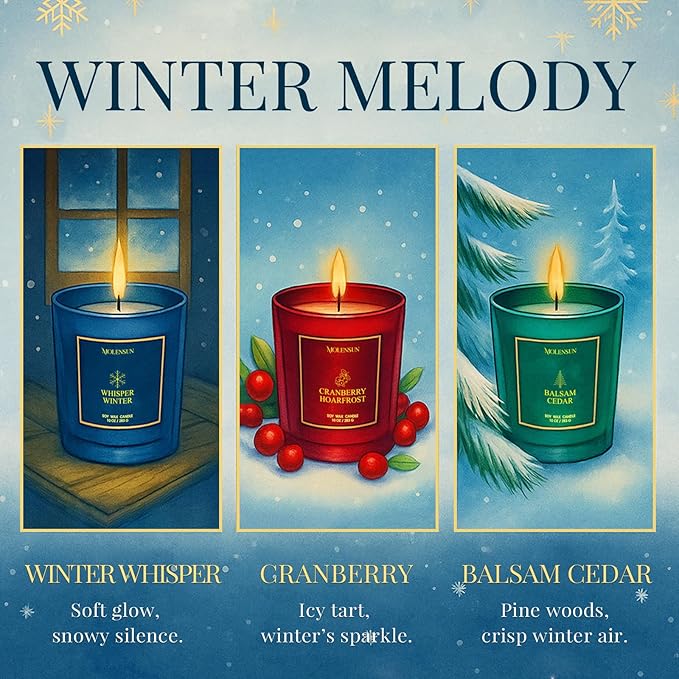 Whisper Winter Candle, 10oz Soy Scented Candle for Home, Christmas Birthday & Holiday Gifts for Women & Men, Long Lasting 50+ Hour Clean Non-Toxic Burn, Elegant Winter & Christmas Festive Home Decor
