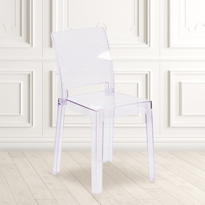 Flash Furniture Emilie Ghost Chair with Square Back in Transparent Crystal