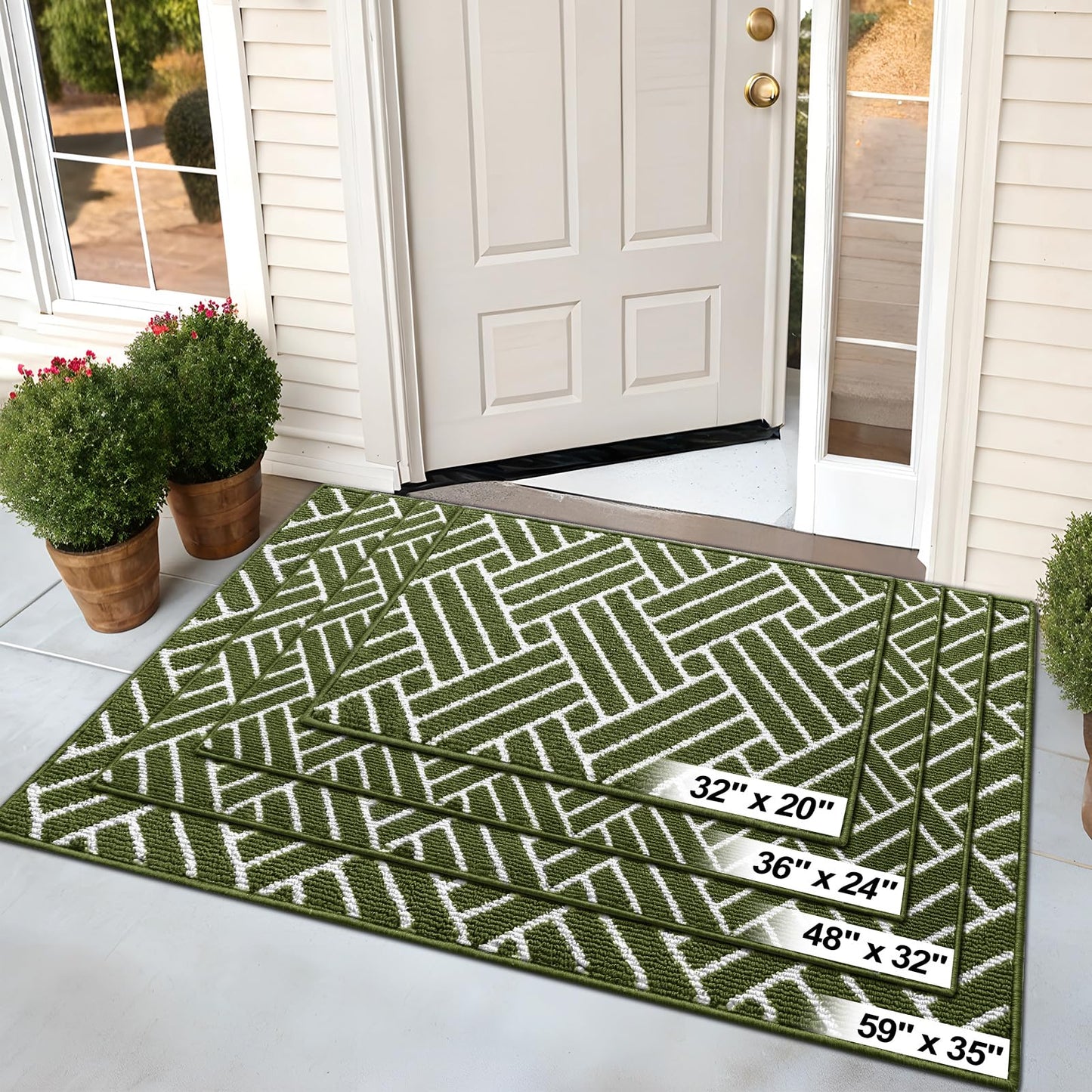 OLANLY Indoor Door Mat, 36x24 Inch, Dirt Resistant and Absorbent, Non-Slip Rubber Backing Floor Mats, Easy Clean Low-Profile Doormat for Entryway, Front Door, and Inside Entrance, Green