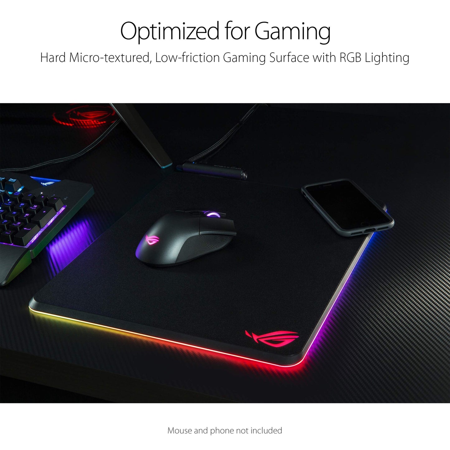 ASUS ROG Balteus Qi Vertical Gaming Mouse Pad with Wireless Qi Charging Zone, Hard Micro-Textured Gaming Surface, USB Pass-Through, Aura Sync RGB Lighting and Non-Slip Base (12.6” X 14.6”)