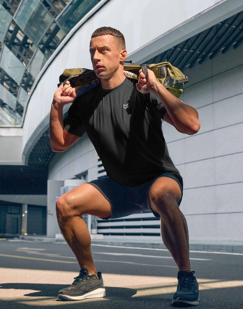 G Gradual Men's Athletic Workout T-Shirts Moisture Wicking Cooling Running Shirts Short Sleeve Performance Tee for Gym Tennis(Black,XL)