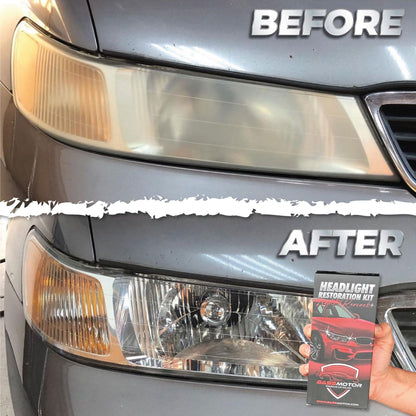 BassMotor Complete Kit for Polishing Dull and Worn Headlights for Car Restoration - Set for Cleaning and Sanding for ITV and Improved Visibility and Safety, Carbon Alumina