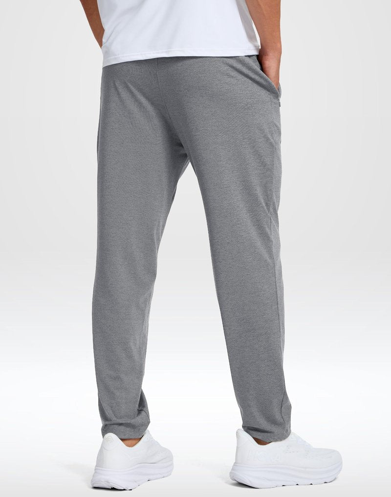 G Gradual Men's Sweatpants with Zipper Pockets Lightweight Athletic Workout Pants Soft Casual Lounge Sweat Pants for Mens(Platinum Heather, L)