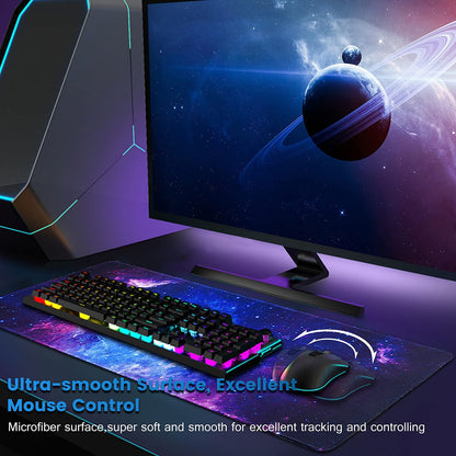 Gaming Mouse Pad, Large Mouse Pad XL 31. 5x11.8in, Big Extended Computer Keyboard Mouse Mat Desk Pad for Laptop with Stitched Edges, Waterproof Mousepad for Gamer Home&Office
