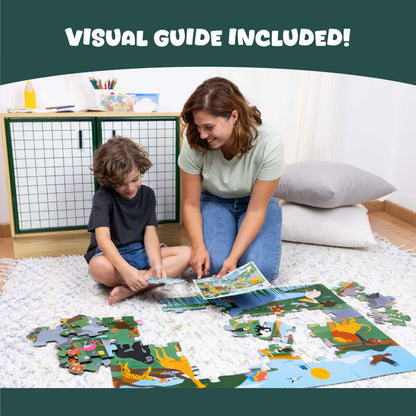 BONNYCO Giant Floor Puzzle of Jungle Animals with 48 Large Pieces. Safari Jigsaw Puzzles for Kids 36.2 x 24.4 in, Gifts for Boys and Girls, Educational Toys Ages 2-8