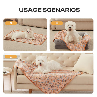 1 Pack 3 Blankets Super Soft Fluffy Premium Fleece Pet Blanket Flannel Throw for Dog Puppy Cat Paw Brown/Pink/White Small(23x16 inch)