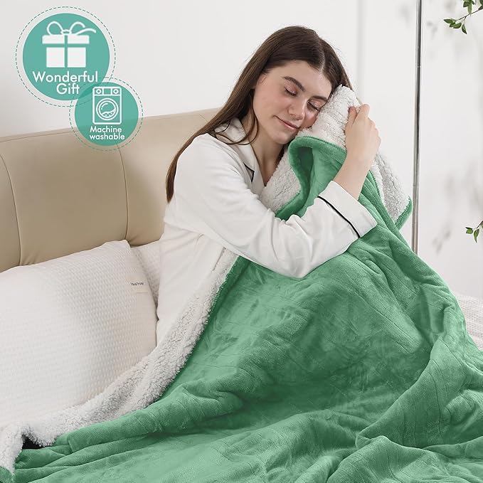 Heated Blanket Electric Blanket Twin Size, Fast Heating & Overheating Protection, Ultra Soft Heated Throw Blanket Twin Size with 5 Heating Levels & 10 Hours Auto Off, 62"x84", Aqua Green