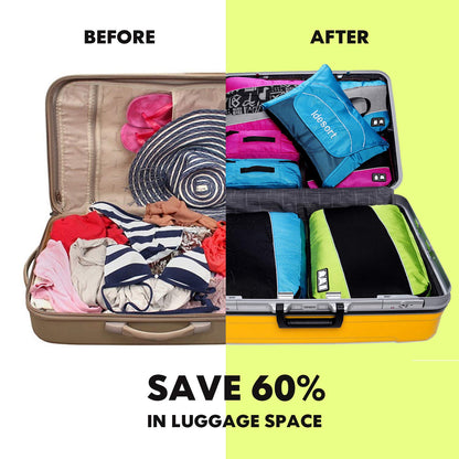 Packing Cubes Luggage Bags Organizer Durable Travel Accessories With Clothing Label, 8 Set - Rose/Blue, OneSize