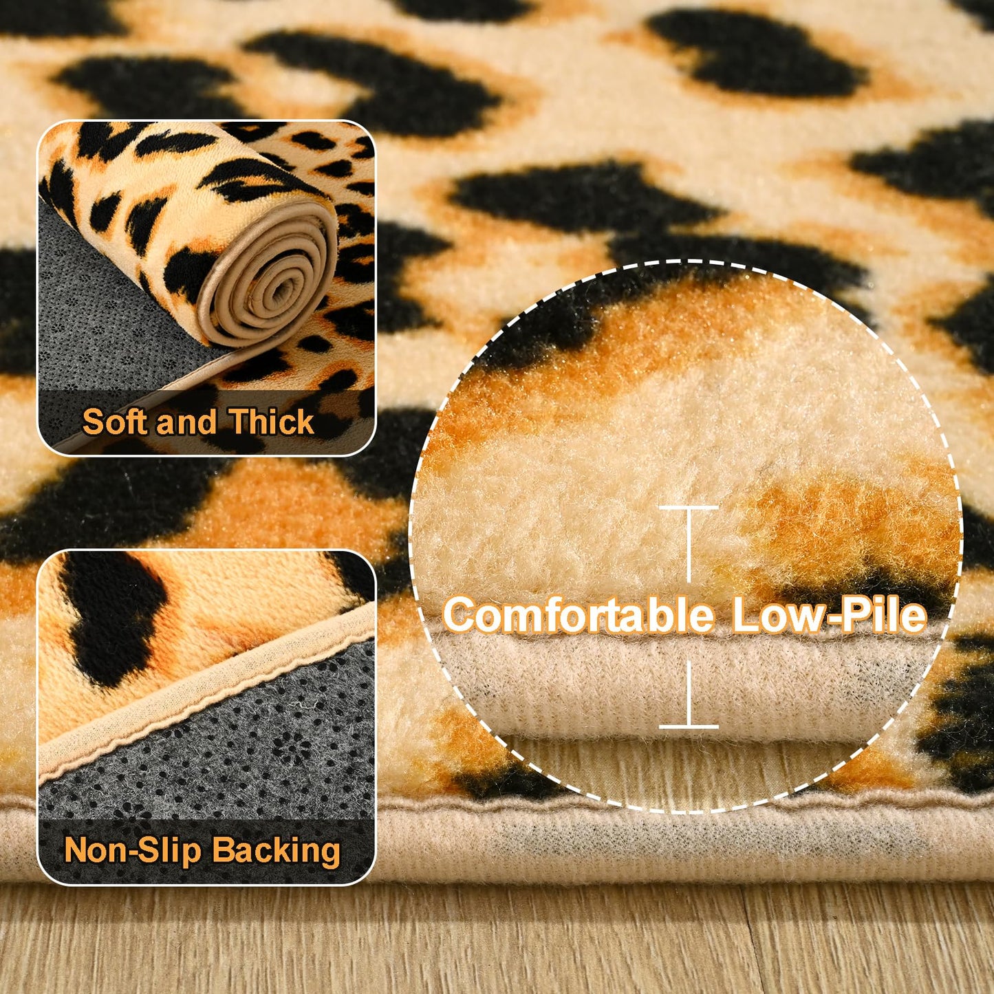 Amearea Soft Leopard Rugs for Bedroom Living Room, 3x5 Modern Cheetah Print Thickened Memory Foam Rug, Fluffy Indoor Washable Animal Rug Carpet for Kids Boys Girls Dorm Nursery Room Home Decor, Khaki