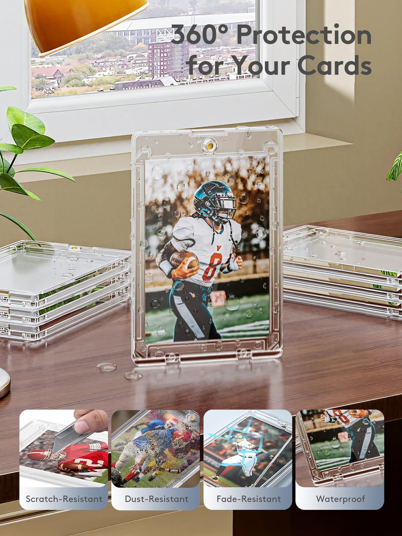 Magnetic Card Holder, Super Thin Premium 35pt One Card Holder Touch Card Protectors Hard Plastic Mag Case for Sports, Baseball, and Collectible Trading Cards (100)