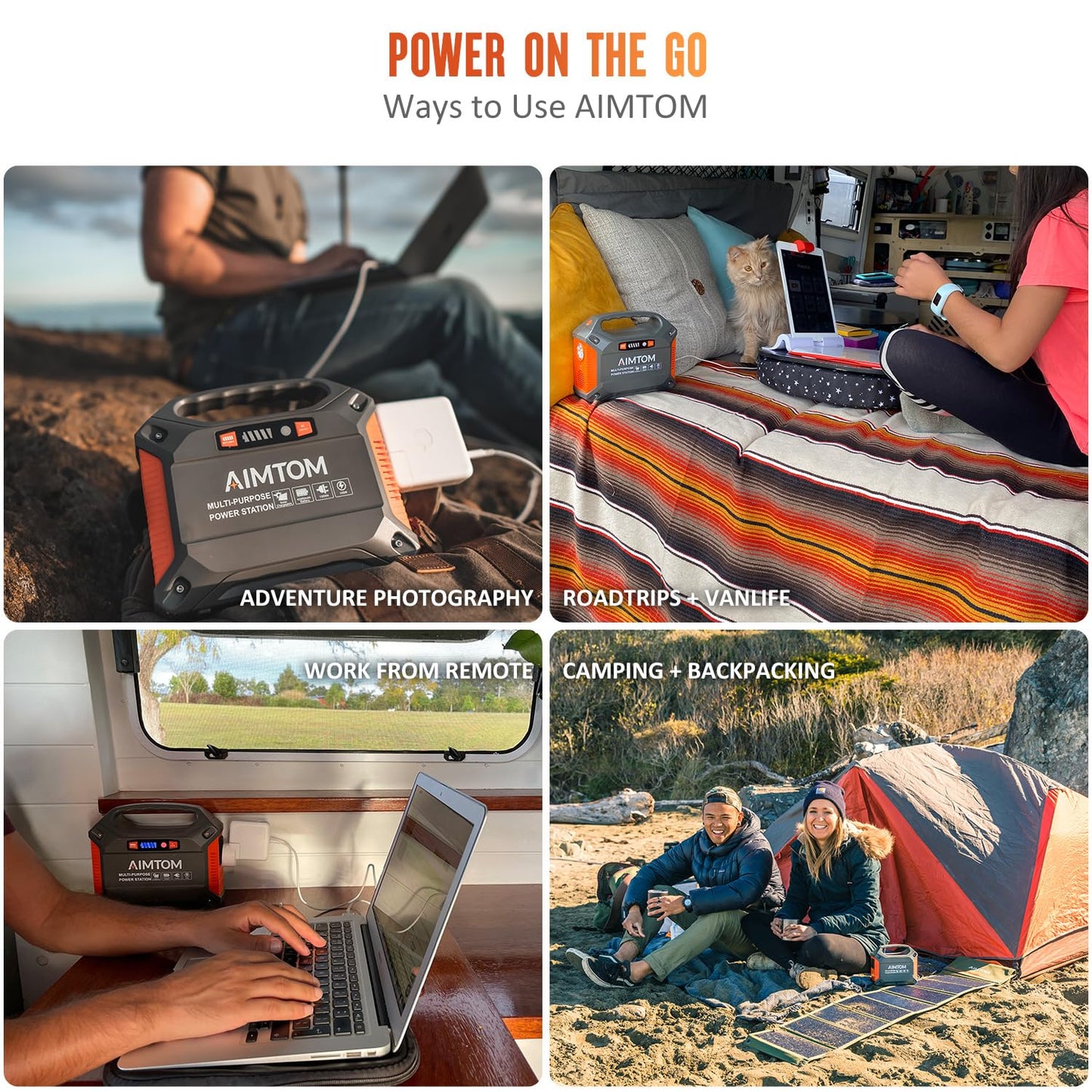 AIMTOM 155Wh Portable Power Station with 30W Solar Panel – 150W Peak/110V AC, 18W USB-C, 2x USB-A & 12V DC – Solar Generator for Camping, Home, RV, Travel & Emergencies