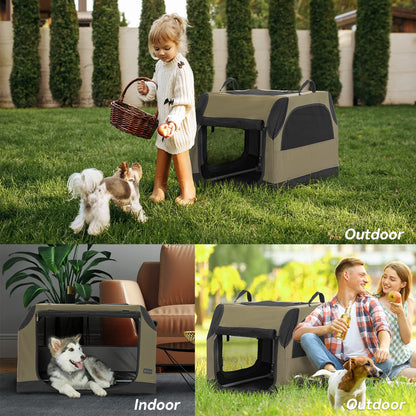 Petsfit Dog Travel Crate for Car, Easy On The Go, Easy to Stow, Adjustable Compatibility, Indoor and Outdoor Lightweight Soft Dog Carrier for Car 76 cm L x 50 cm W x 49 cm H Green
