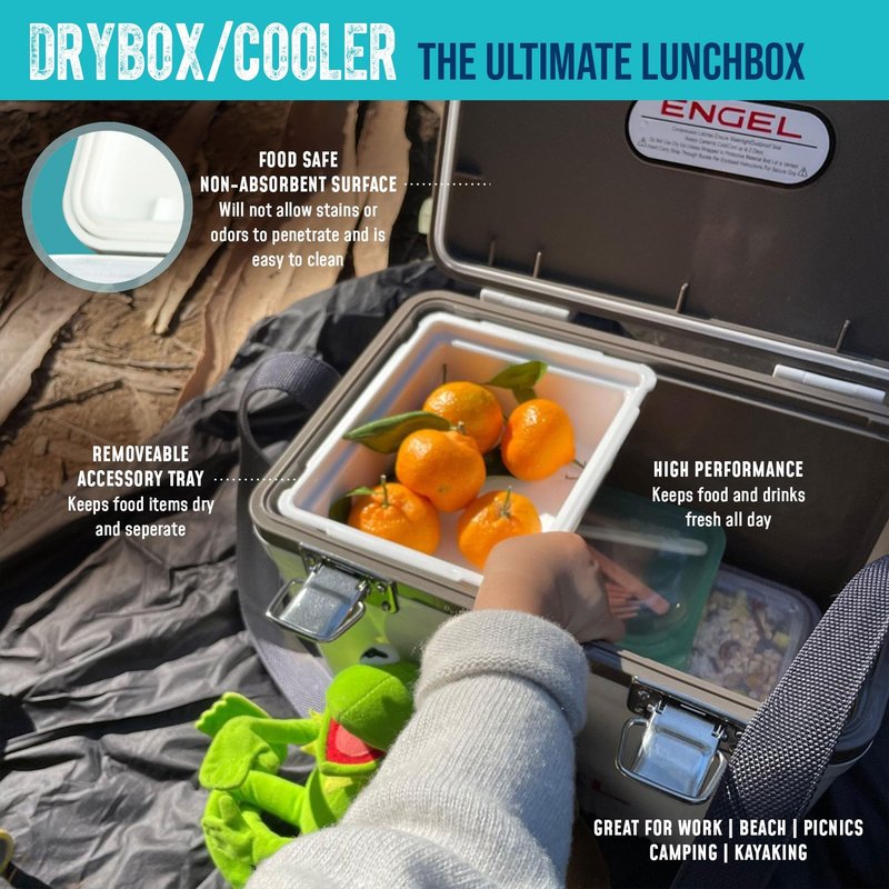 Engel UC19 19qt Leak-Proof, Air Tight, Drybox Cooler and Small Hard Shell Lunchbox for Men and Women in White