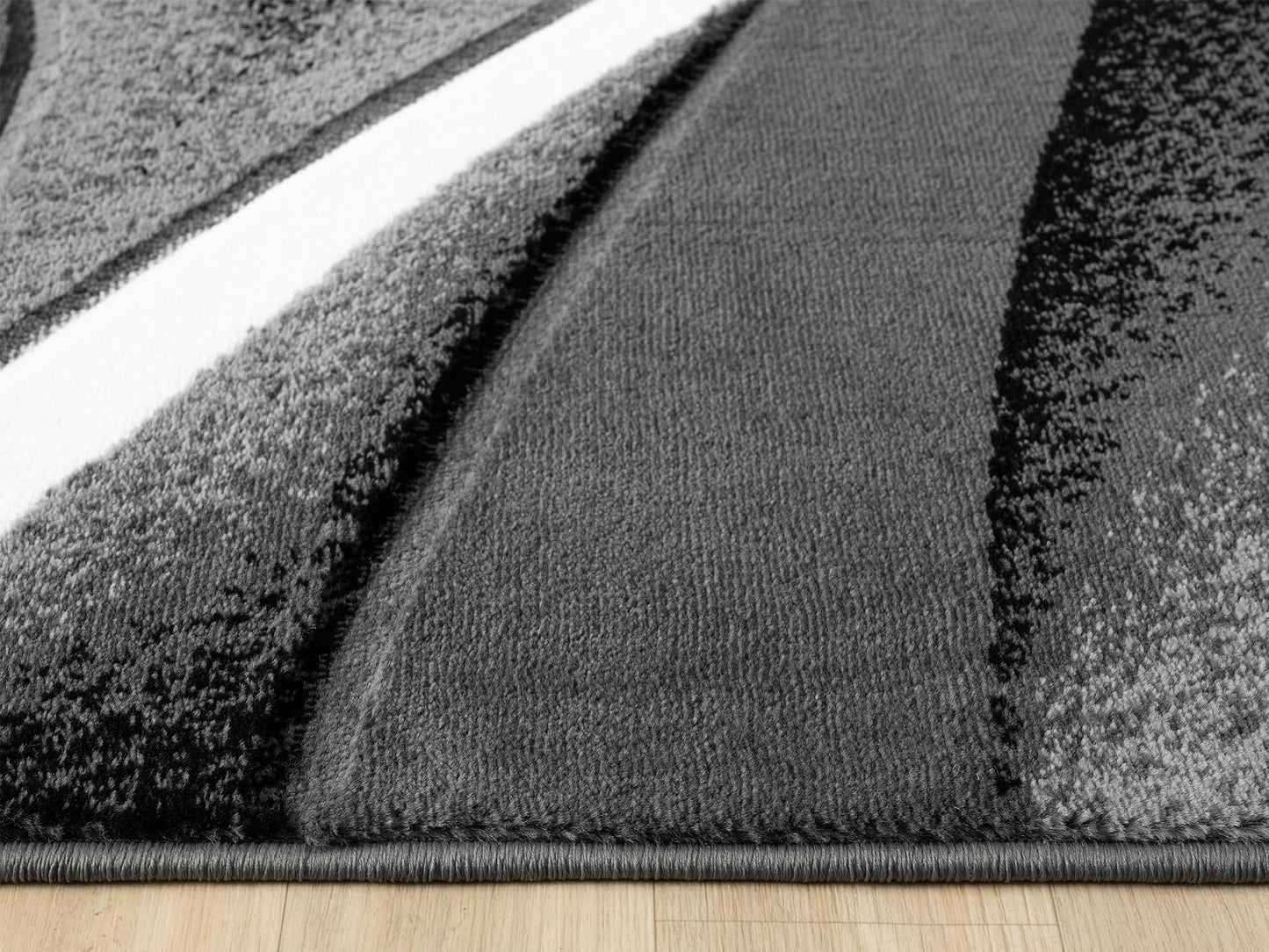Modern Abstract Area Rug Hand Carved Contemporary Geometric Vibrant Colors Carpet for Living Room Bedroom Design PR1001 (Grey, 5' x 7')