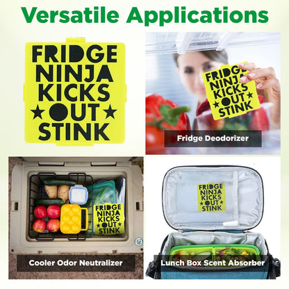 Fridge Ninja Compact Fridge Deodorizer (2 Pack) - More Effective Than Baking Soda - Compact Size Refrigerator Deodorizer Made of Activated Carbon