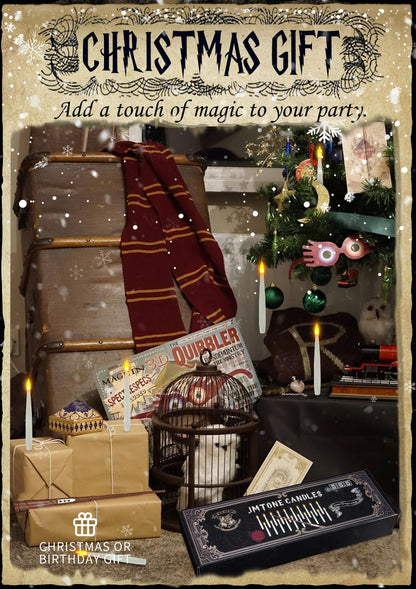 Christmas Decorations, 20 PCs Floating Candles with Wand Magic Hanging Candles, Flickering Warm Light Flameless Floating LED Candle with Wand Remote, Battery Operated Taper Candle Set for Theme Party