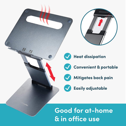 Ergonomic Laptop Stand for Desk, Adjustable Height Up to 20", Portable Computer Laptop Riser, Fits All MacBook, Laptops 10 15 17 Inches, Lap top Holder Desk Stand, Gift for Men Women