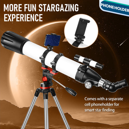 Dianfan Telescope,90mm Aperture 800mm Telescopes for Adults Astronomy,Portable Professional Refractor Telescope for Beginners,with Stainless Tripod & Phone Adapter,Carry Bag