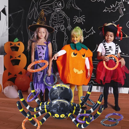 Garma Halloween Inflatable Spider Ring Toss Game - Giant Spider Decoration for Kids School Party Favors Carnival Indoor Outdoor Party Games Family Fun Supplies