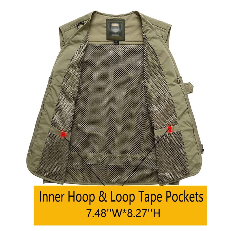 Flygo Men's Casual Lightweight Outdoor Fishing Work Safari Travel Photo Cargo Vest Jacket Multi Pockets(Large, Army Green)