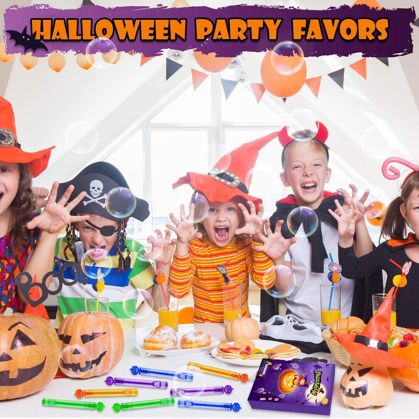 Halloween Mini Bubble Wands Toys Gifts for Toddlers 20 Pack,Non Candy Treats Goodie Bag Stuffer Fillers Party Favors for Kids,Small Halloween Trinkets Decor Trick or Treat Classroom Prize for Boy Girl