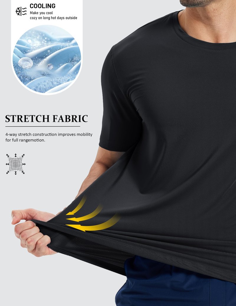 MAGCOMSEN Mens Workout Shirts Dry Fit Short Sleeve Shirt Athletic Running Gym Tshirt Cooling Performance Crew Neck T-Shirt Black XL