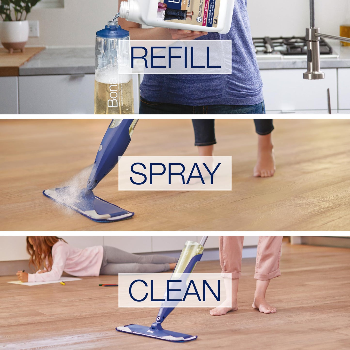 Bona Oiled Wood Floor Cleaner - Cleans & Nourishes - Refill - 2.5 Litre