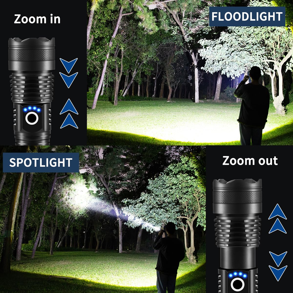 Flashlights High Lumens Rechargeable, 2Pack Rechargeable Flashlights, Super Bright Flashlight, 5Mode Tactical Flashlights High Lumens, LED Flashlight High Powered, Waterproof Flash Light LED
