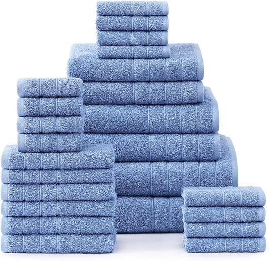 Casa Platino 100% Cotton Bathroom Towels Set – 24 Pc Family Pack – Soft &