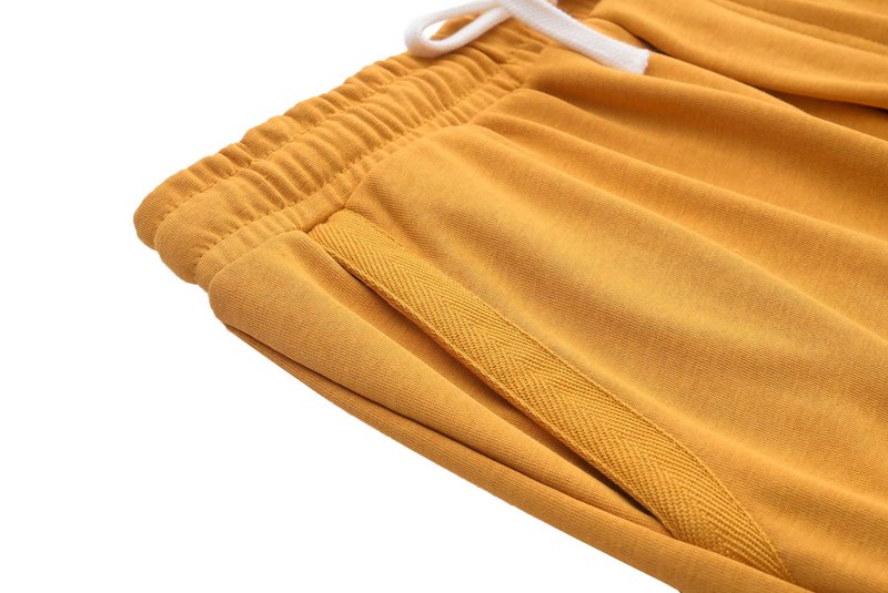 VANCOOG Men's Casual Classic Fit Terry Cloth Elastic Jogger Running Shorts-Yellow-M