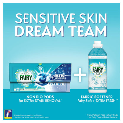 Fairy Non Bio Platinum PODS® Washing Liquid Capsules, 104 Washes (52x2), With Extra Stain Removal