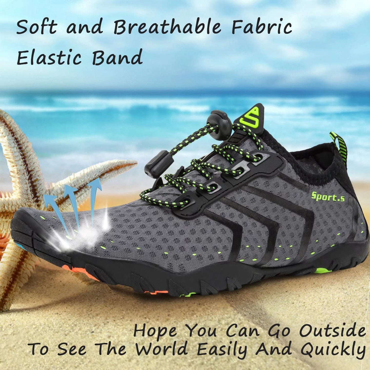 YALOX Water Shoes Men's Women's Swim Shoes Outdoor Beach Barefoot Quick-Dry Aqua Pool Socks Swimming Yoga Surfing Exercise(927Grey,41EU)