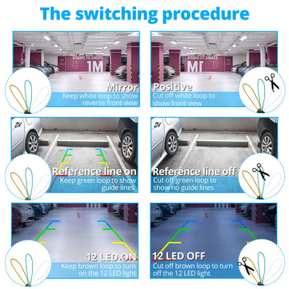 Car Backup Camera, Rear View Camera Ultra HD 12 LED Night Vision,Waterproof Reverse Camera 140° Wide View Angel with Multiple Mount Brackets for Universal Cars,SUV,Trucks,RV and More