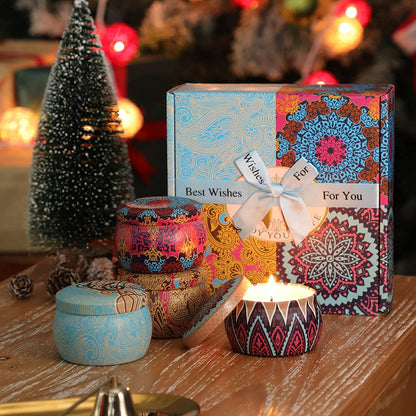 YMing Scented Candles Gifts for Women, 5.65 oz Large Aromatherapy Candles, Scented Candles Gift Set, Real Soy Wax Portable Travel Tin Candle, 4 Pack Metal, Birthday Gifts for her, Christmas