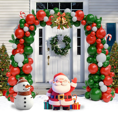 Christmas Balloons Garland Arch Kit, 129pcs Red Green White Balloons Kit Different Size,Red and Green Latex Balloons for Christmas New Years Party Decorations