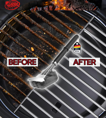 TNTOR Grill Brush, BBQ Cleaner Cleaning Brush with Stainless Steel Scraper, Bristles and Extra long Handle, BBQ Wire Brush for Charcoal Grill, Electric Grill, Gas Grill.