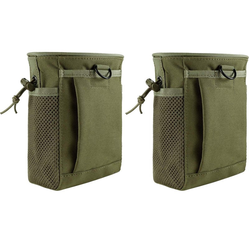 FRTKK Tactical Molle Drawstring Magazine Dump Pouch Outdoor Ammo Pouch, Adjustable Military Utility Belt Fanny Hip Holster Bag (2 Pack-Army Green)