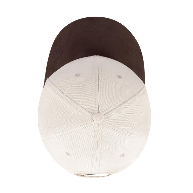 Mens Cap, Plain Baseball Cap, 100% Cotton, Adjustable Size, Casual Hat, Two Tone Color Combinations (White & Brown)